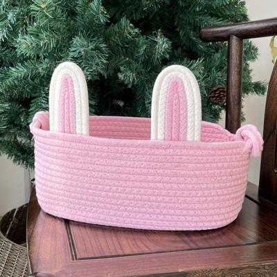 For Easter Egg Rabbit Bucket Tote Creative Soft Decorative Handmade Gift Baskets Woven Basket