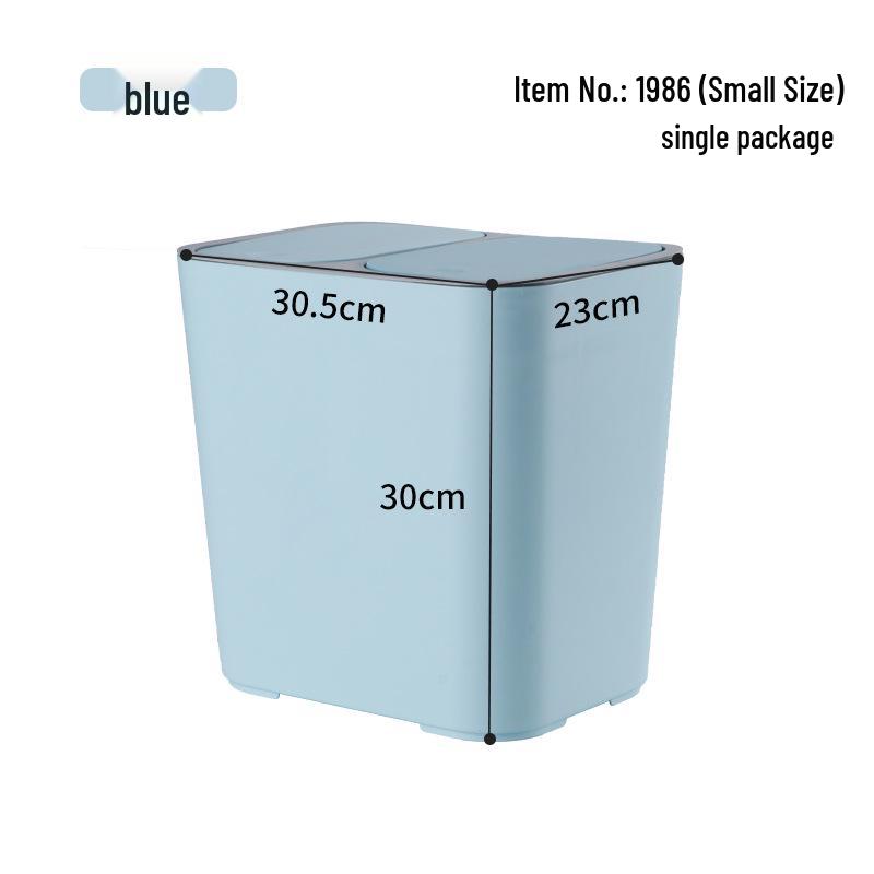Dual-Lid Wet & Dry Separation Trash Can for Home - Large Capacity PP Bin 14L