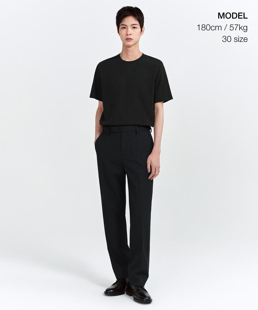 MUSINSA STANDARD Straight Hidden Banding Slacks [Black]