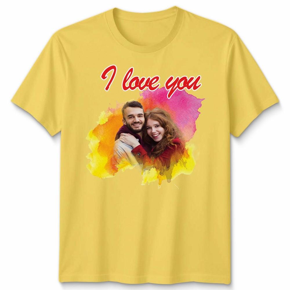 Custom Photo Personalised I Love You Couple Unisex Tshirt Valentines Gift