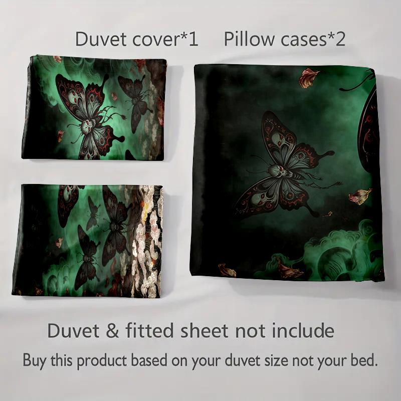 Butterflies, green, floral. Bedding Duvet cover sets Duvet covers Pillowcases gifts (1 * Duvet Cover 2 * Pillowcases, without duvet insert)