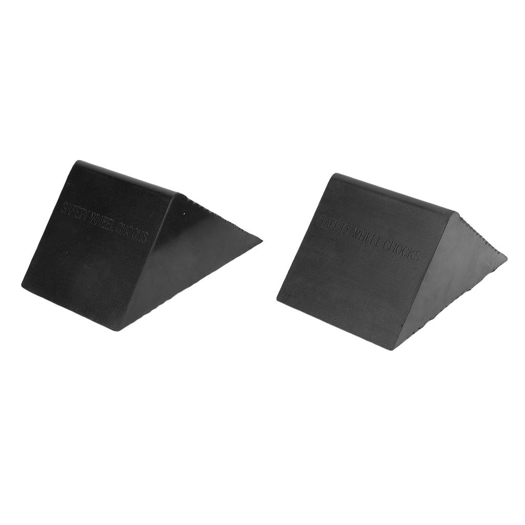 2pcs Heavy Duty Rubber Wheel Chocks Black Quick Grip Ribbed Tire Chocks for Trailer RV Truck Car ATV