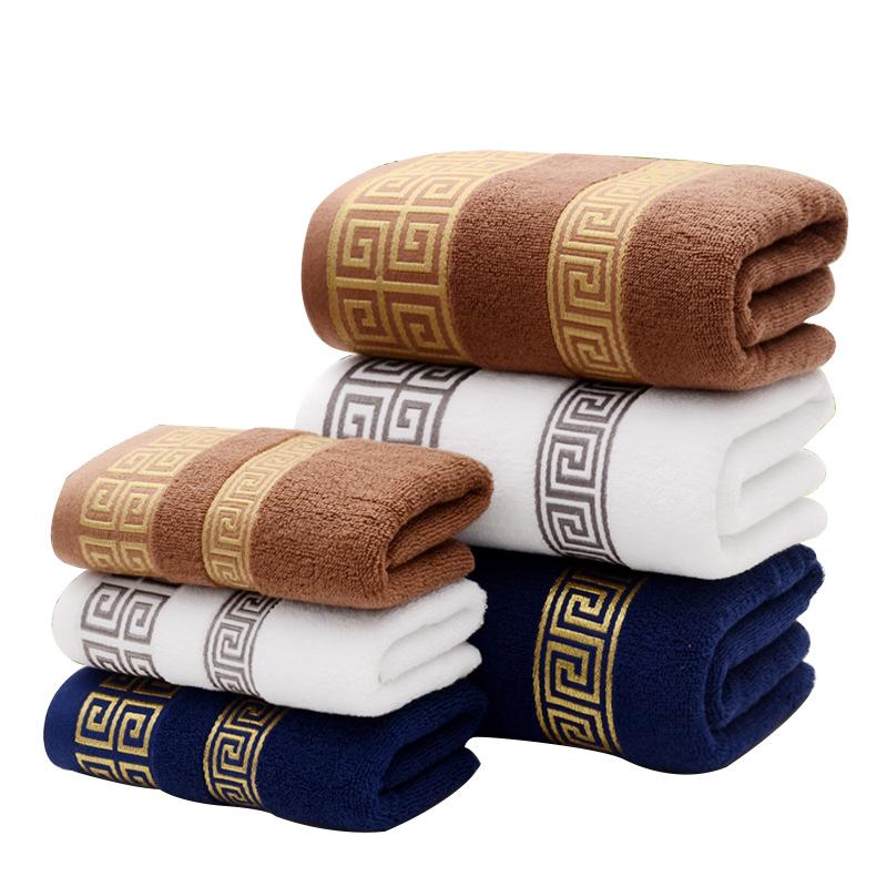 Business Cotton Towel, Thickened Absorbent Great Wall Grid Pure Cotton Towel Towel Bath Towel