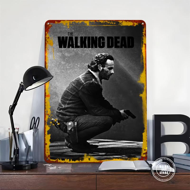 The Walking Dead Rick Grimes Portrait Printed Poster Customized Wall Art Retro Vintage Metal Tin Signs for Man Cave Wand Deko