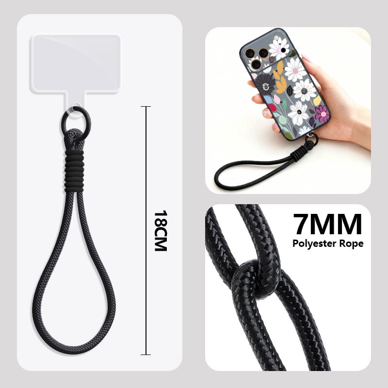 White Flower Pattern Hand Strap Case For iPhone 17 Pro Max iPhone 16 15 14 13 Pro Max Magnetic For Magsafe Hybrid TPU+PC Matte Cover