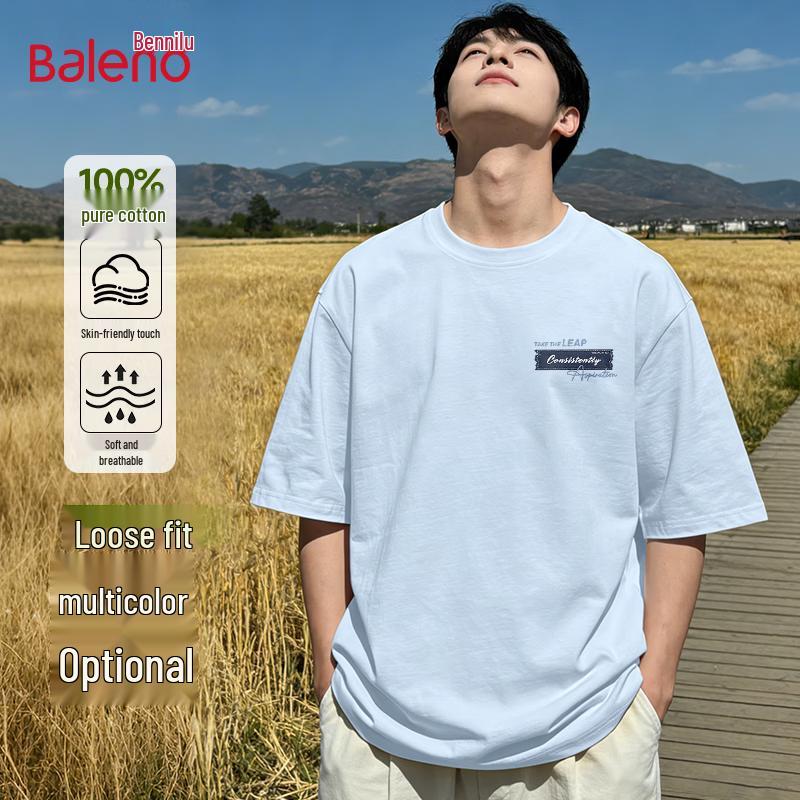 

Baleno Men s American Style Heavyweight Cotton Loose Fit T-Shirt M