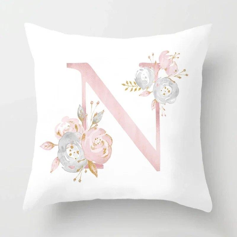 45x45cm Pink Rose 26 Letters Pillowcase Wedding Party Decoration Sofa Car Creative Ornament Couple Home Cushion Cover