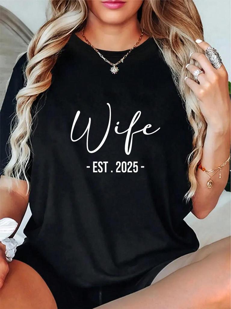 Wife Est 2025 Black T-shirt