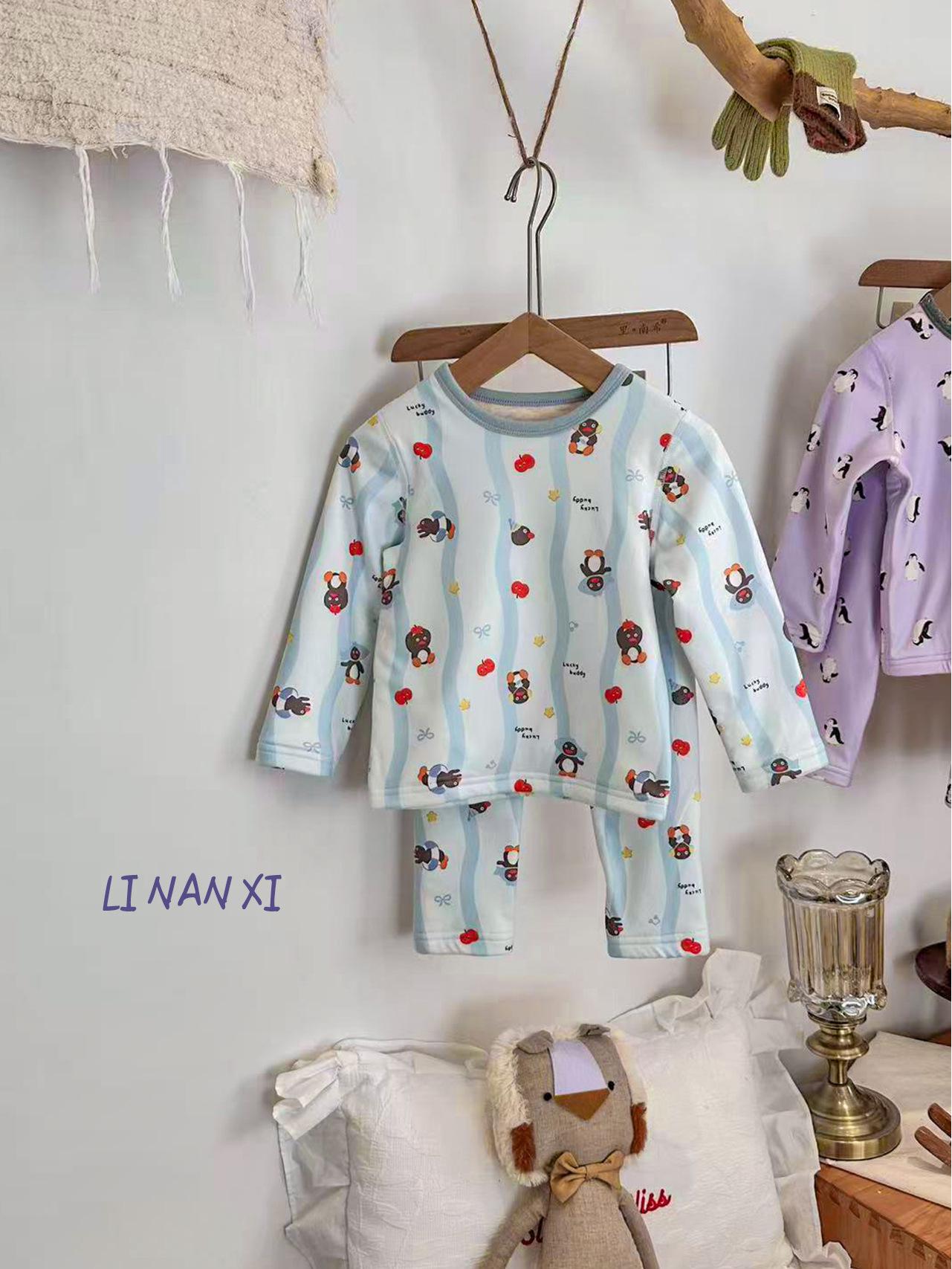 

88355 Зимний пижамный комплект с флисовой подкладкой для девочек 2025 - Новый, удобный и уютный домашний костюм для маленьких девочек 140 cm