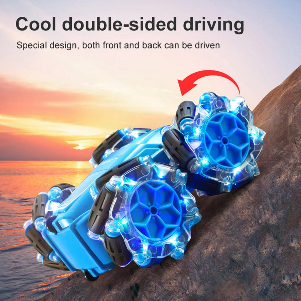 M2 2.4G LED Stunt Car 4 Wheel Drive Anti Interference Remote Control Car With Double Sided Led Lights 3.7V 500mAh for Kids Over 6 Years Old