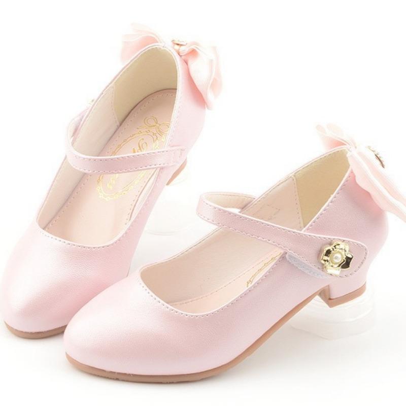 Girls' Fashionable High Heels Korean Style Princess Shoes All-match Shallow-mouth Leather Shoes