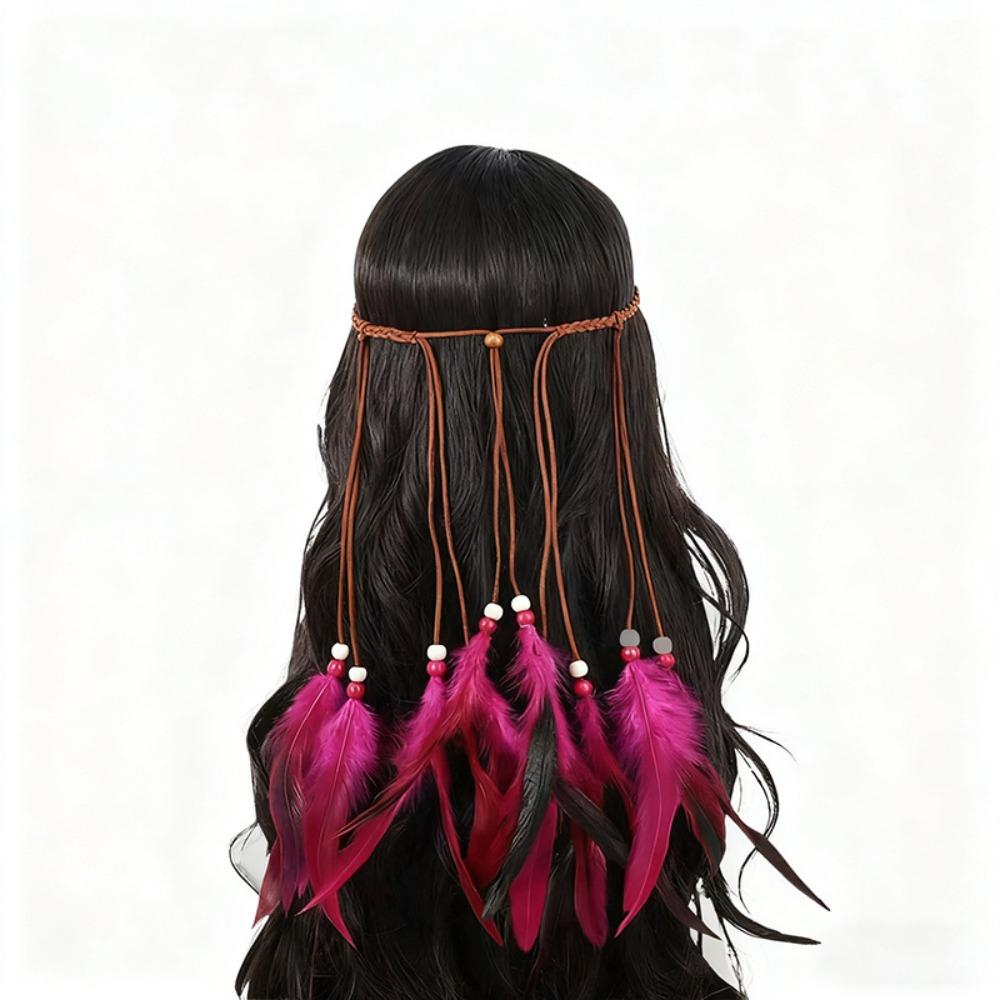 Ethnic Style Beaded Tassel Headband Rope Tassel Headdress New Bohemian Headband Beach Outings
