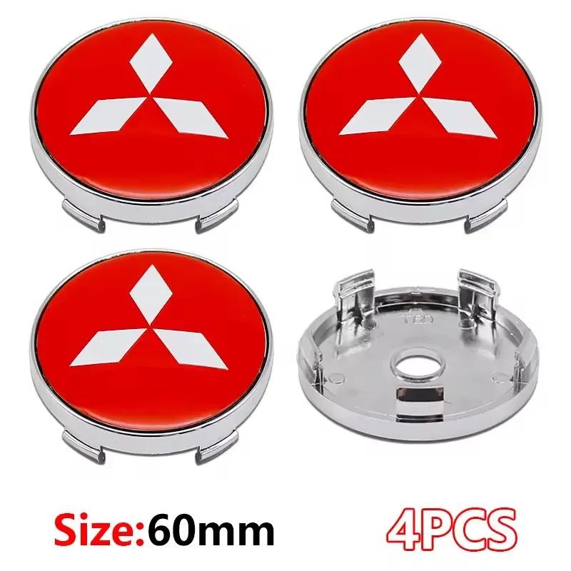 

4Pcs 60mm Car Wheel Center Hub Cap Stickers Auto Rim Cover For Mitsubishi Outlander Pajero XL Montero Lancer Triton l200 Galant червоний