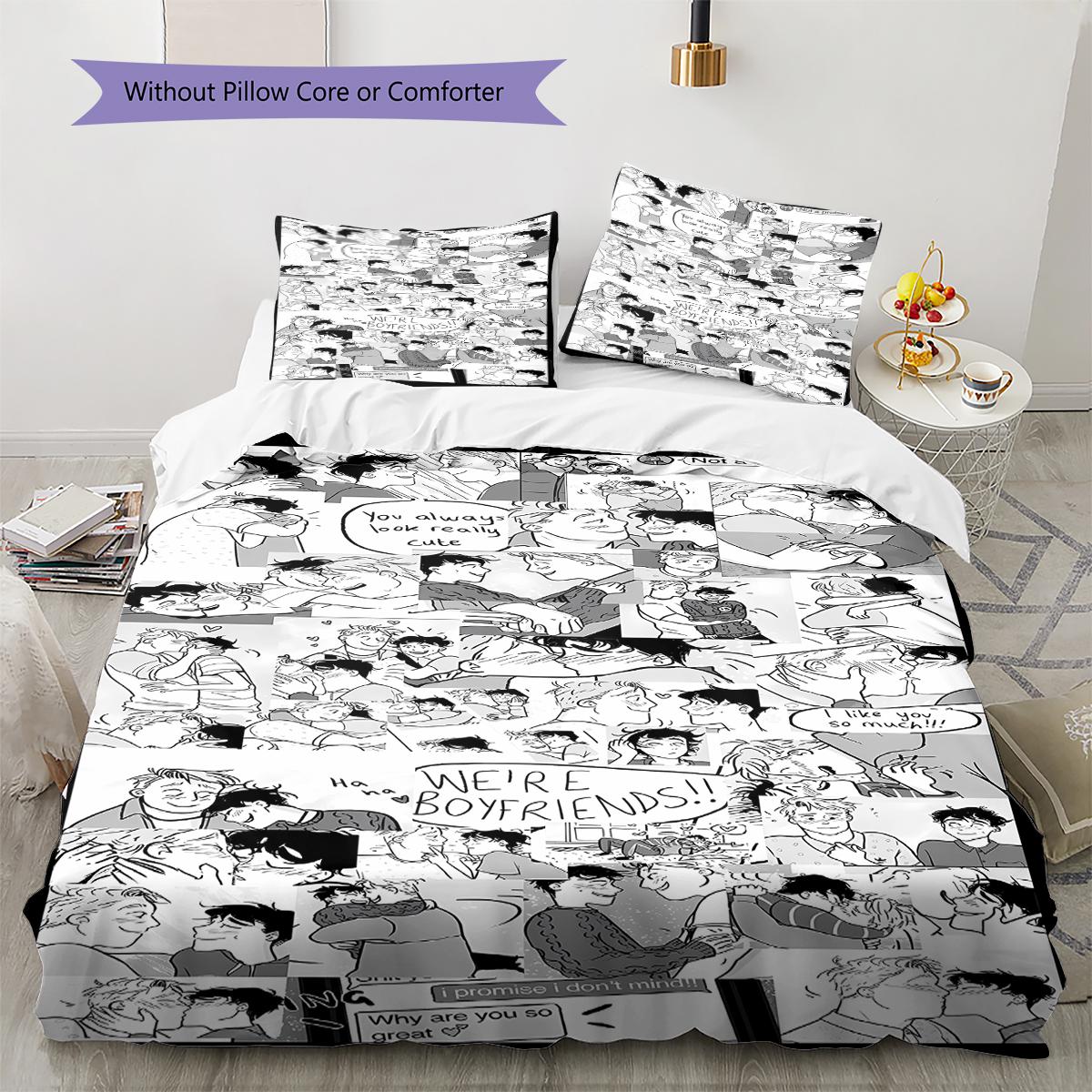 Heartstopper,Jem Pattern Bedding,Quilt Set Quilt Cover Pillowcase Home Birthday Gift (1 * duvet cover + 2 * pillowcase, without core) 135x200cm