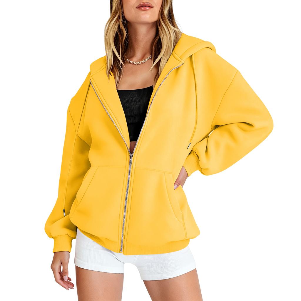 Women’s Loose Fit Zip Up Cardigan Hoodie Casual Long Sleeve Relaxed Style Outerwear for Fall and Spring
