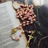62KD 6mm Rose Beads Rosary Necklace with Jesus Crucifix for Cross Pendant Necklace Pr