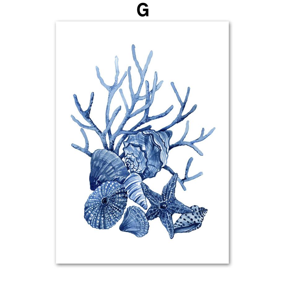 

Кит Дельфин Краб Рыба Осьминог Морской конек Коралловый океан Плакаты и принты Холст Картина Настенные художественные фотографии Детская комната Домашний декор 21X30cm No Frame