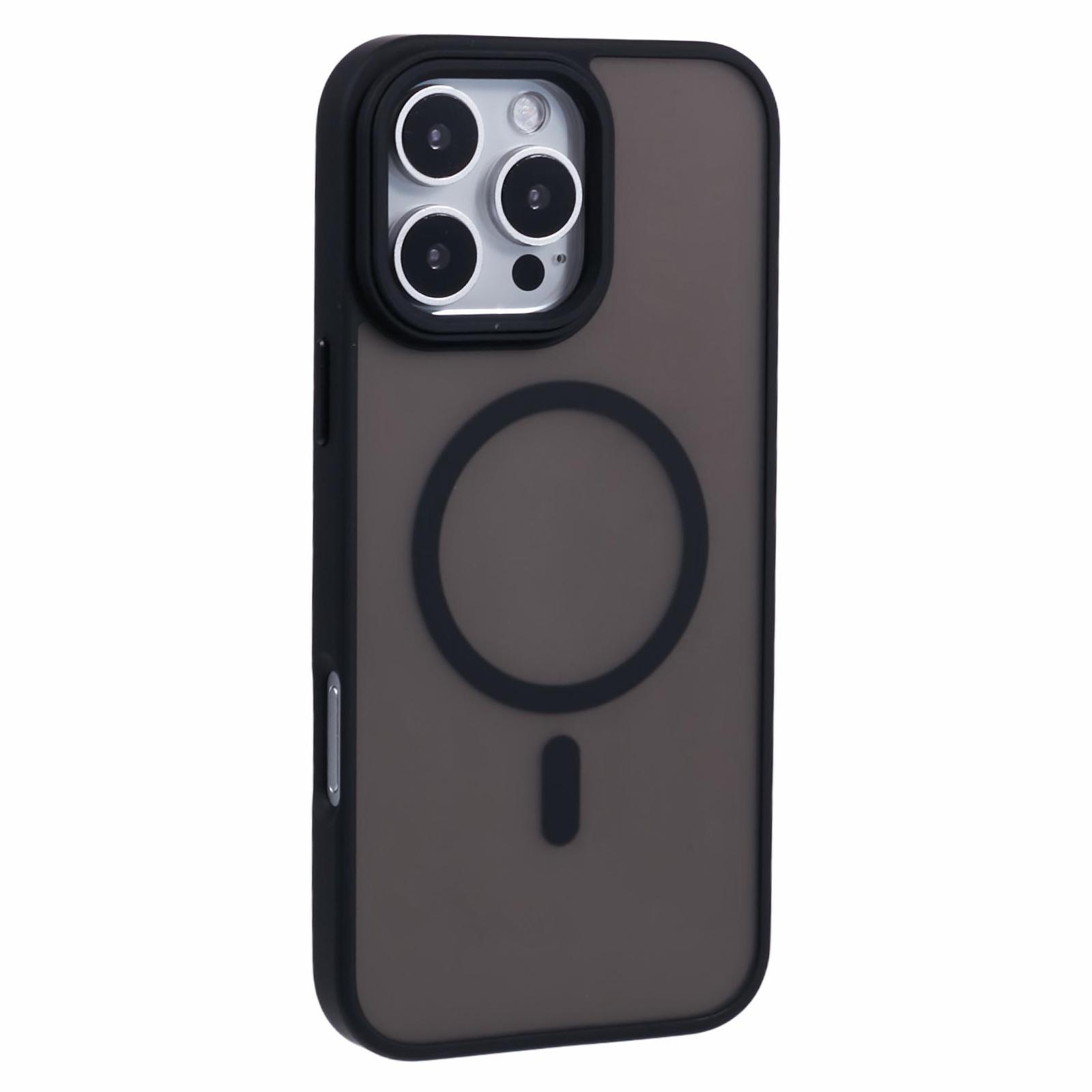 

Для чохла iPhone 16 Pro, сумісного з MagSafe, матовий чохол для телефону з ТПУ+ПК з ефектом шкіри, захищений від падінь Black