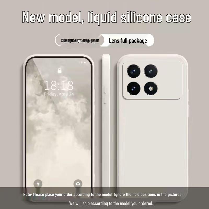 Xiaomi POCOX6 Pro Silicone Case: Solid Color, Rubik's Cube Design, Full Coverage, Anti-drop, Soft Straight Edge.