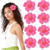 HOMSFOU 10PCS Hawaiian Faux Flowers Hibiscus Flowers Decoration Artificial Tropical Flower Vivid Flower for Hawaiian Luau Tabletop Decoration Party