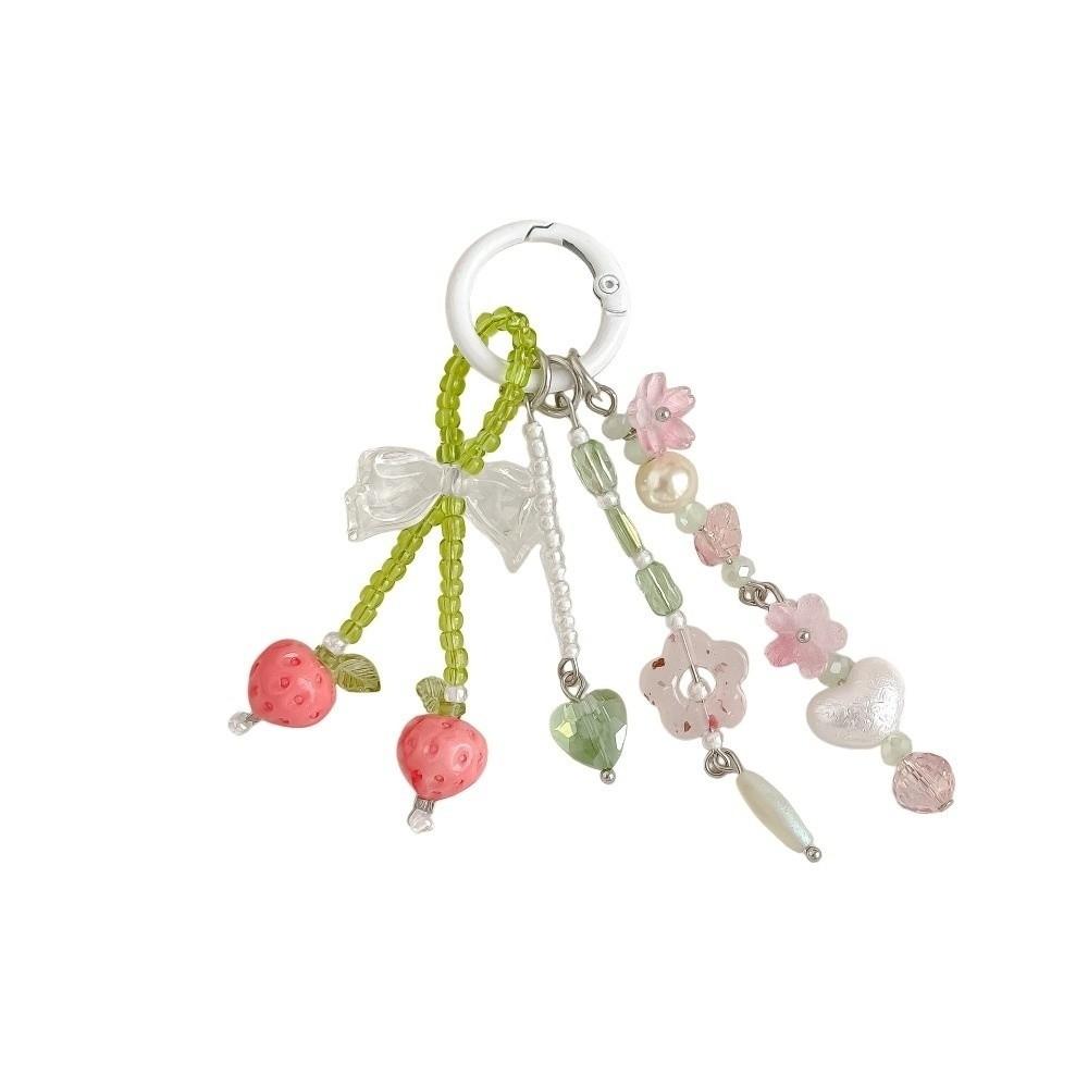 Acrylic Beads Bag Charms Colorful Floral Star Tassel Key Chain Beaded Hanging Girls Gifts