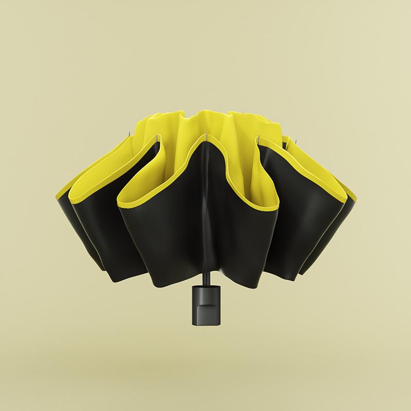 Men's Black 24-Rib Automatic Folding Umbrella with Custom Logo and UV Protection