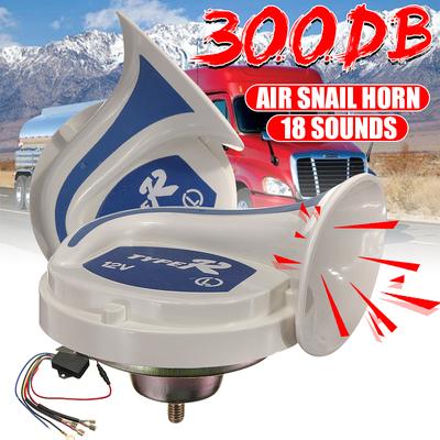 1/2 para uniwersalny 300DB głośny klakson samochodowy 12V trąbka Super trąbka pociągowa do ciężarówek klakson samochodowy dwutonowy elektryczny trąbka pneumatyczna ślimakowa