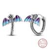 New 925 Sterling Silver Hope Rainbow Flower Earrings For Women Sparkling Colored Zircon Star Koi Earrings Fashion Party Jewelry
