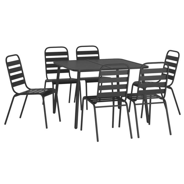 VidaXL Ensemble à manger de jardin 7 pcs anthracite acier, ensemble de salle à manger, ensemble de salle à manger 3187990