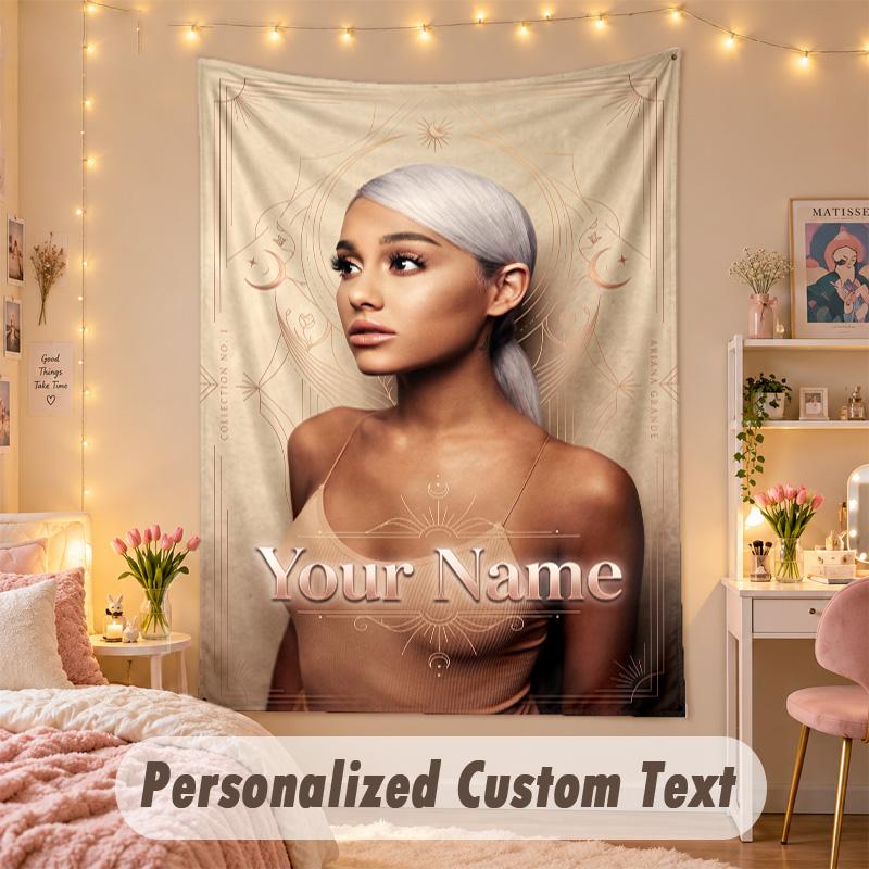 Benutzerdefinierte Personalisierte Wandteppich, Ariana Grande Druck Benutzerdefinierter Name Text Wandkunst Hängend für Schlafzimmer