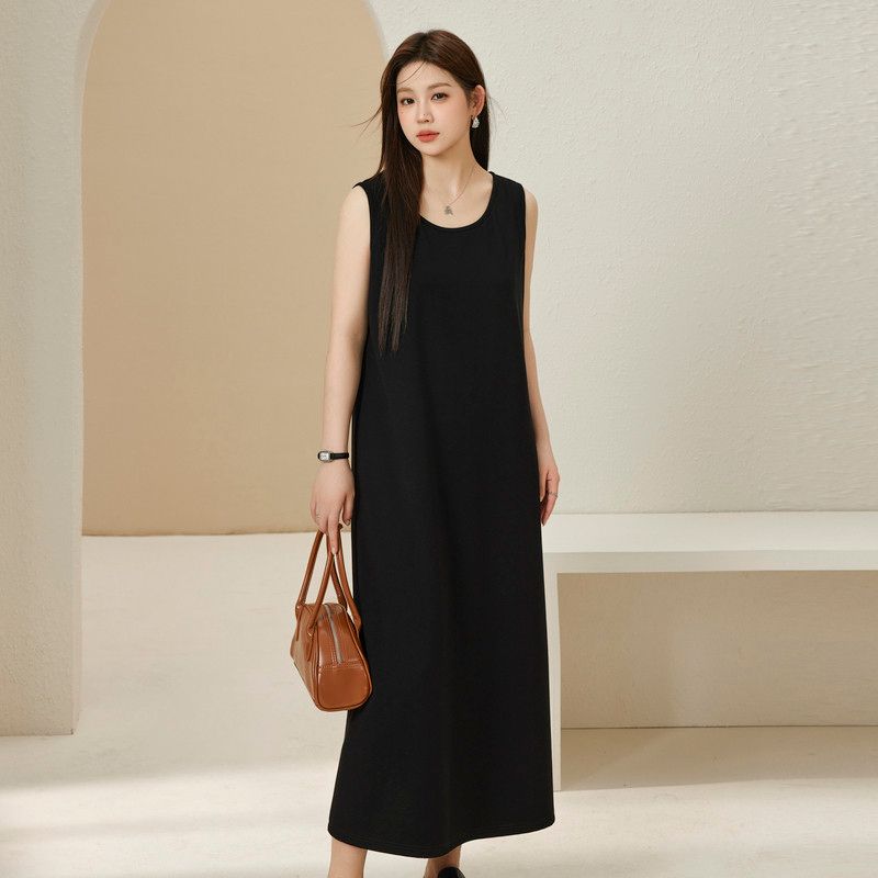 

Xianlixiu Plus-Size Women s Clothing, Simple and Stylish, Relaxed and Elegant Sleeveless Knit Dress for Plus-Size Women, New Spring 2026 Model Black 1 3XL