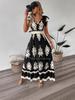 Summer New Arrivals Women's Resort Style Printed V-Neck Maxi Dress
