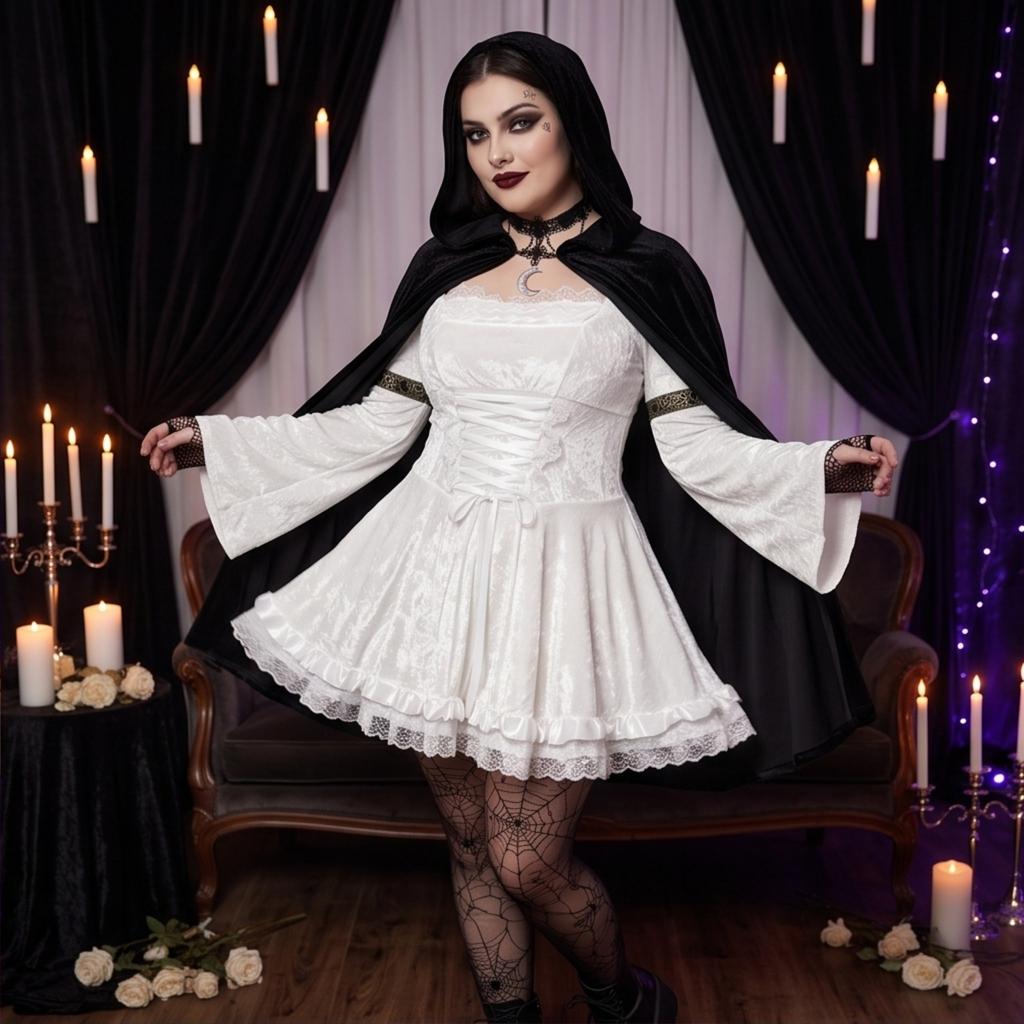 Women's Gothic Lace Devil Costume Dress for Halloween