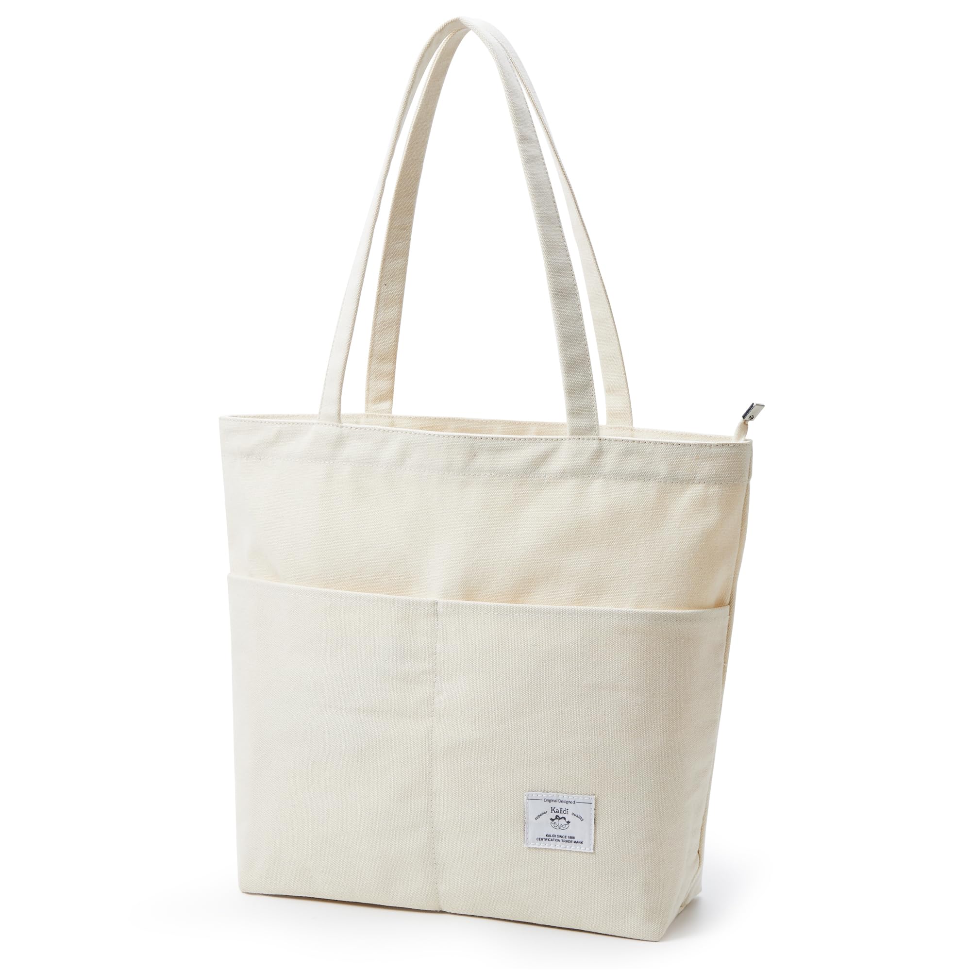 

Tote Bag for Shoulder Large Large Canvas For With With Pocket [KALIDI] Women, Bag, Capacity, Over-the-Shoulder Bag, Tote, Plain, School, Travel, білий