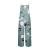 Wide Leg Overalls For Women Casual Loose Sleeveless Print Button Long Pant Romper Jumpsuit With Pockets