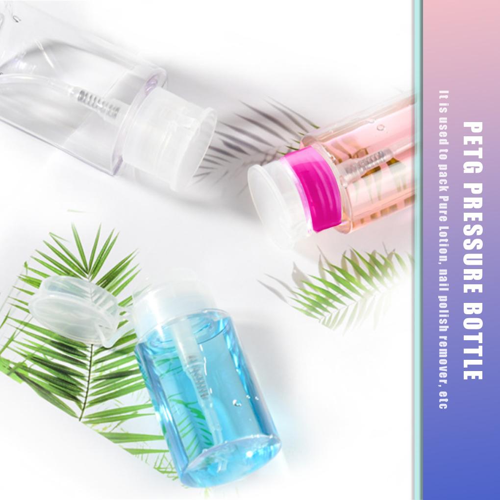 Portable Empty Pump Dispenser Nail Polish Remover Refillable Container Fluid PP Press Bottle Accessory Storage Box Case