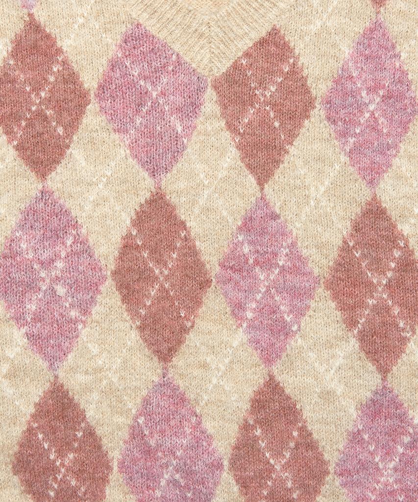 LEE Women'S V-Neck Argyle Knit Beige