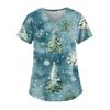 Women's Fashion V-neck Short Sleeve Workwear With Pockets Printed Tops