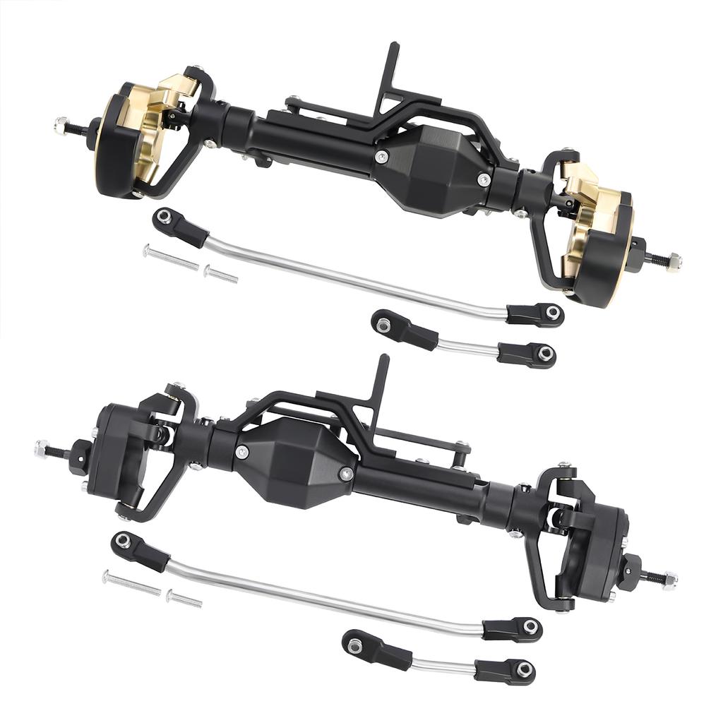 LCG Heavy Aluminum Front Rear Portal Axle Set+Brass Knuckles 50° 4WS for 1/10 RC Crawler Axial Capra 1.9 Chassis