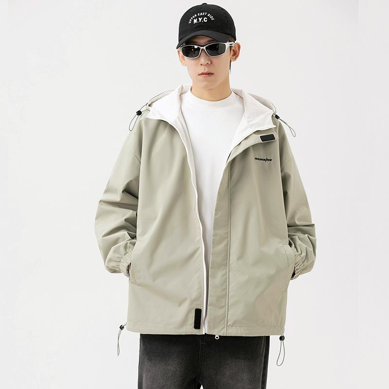 Двусторонняя куртка Мужская и женская Осенняя в стиле Гонконга Куртка с капюшоном Модный — фото 4