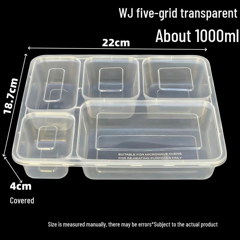 

MOLUONA Disposable 5-Compartment Takeout Meal Containers