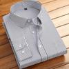 Camisas de Vestir Básicas de Algodón para Hombre de Manga Larga Clásicas a Rayas con un Bolsillo de Parche Ajuste Estándar Formal de Negocios Camisa Social de Oficina