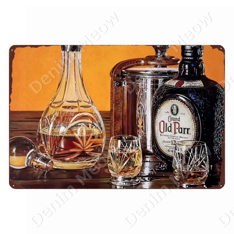 Whisky Märke Vintage Metallskyltar Man Cave Plåtskyltar After Hours Dekor för Bar Pub Klubb Alkohol Vodka Väggdekoration ZSS103