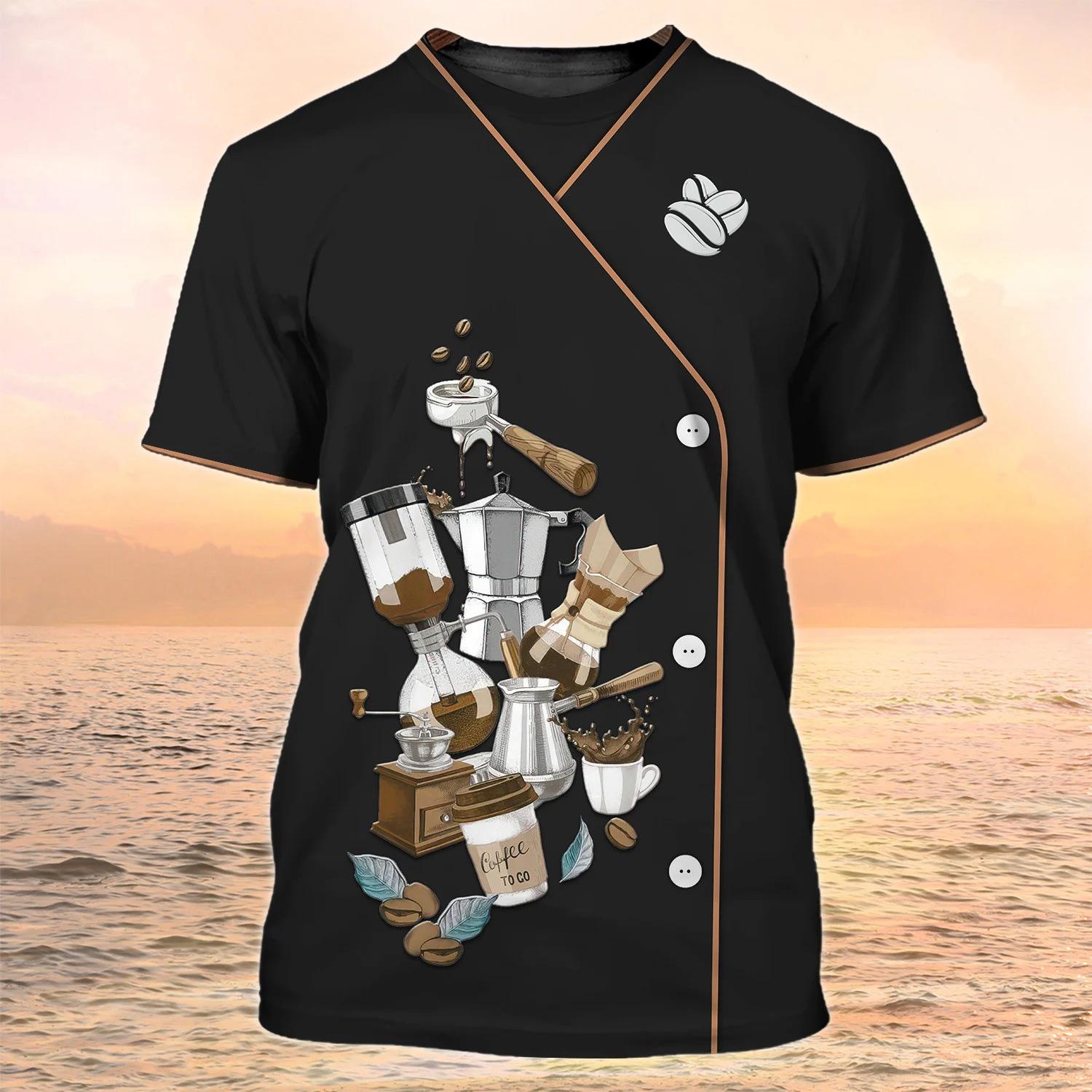 

Summer Barista Cafe 3d Print Cosplay T-Shirt Уніформа Спецодяг Жінки Чоловічі Футболки Вуличний одяг Оверсайз Harajuku Жіночі футболки S