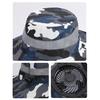 Camouflage Print Sun Hat Wide-Brimmed Shawl Fishing Hat with Dual-Power Fan Design 3 Gear Adjustable UV-Protection Outdoor Hat