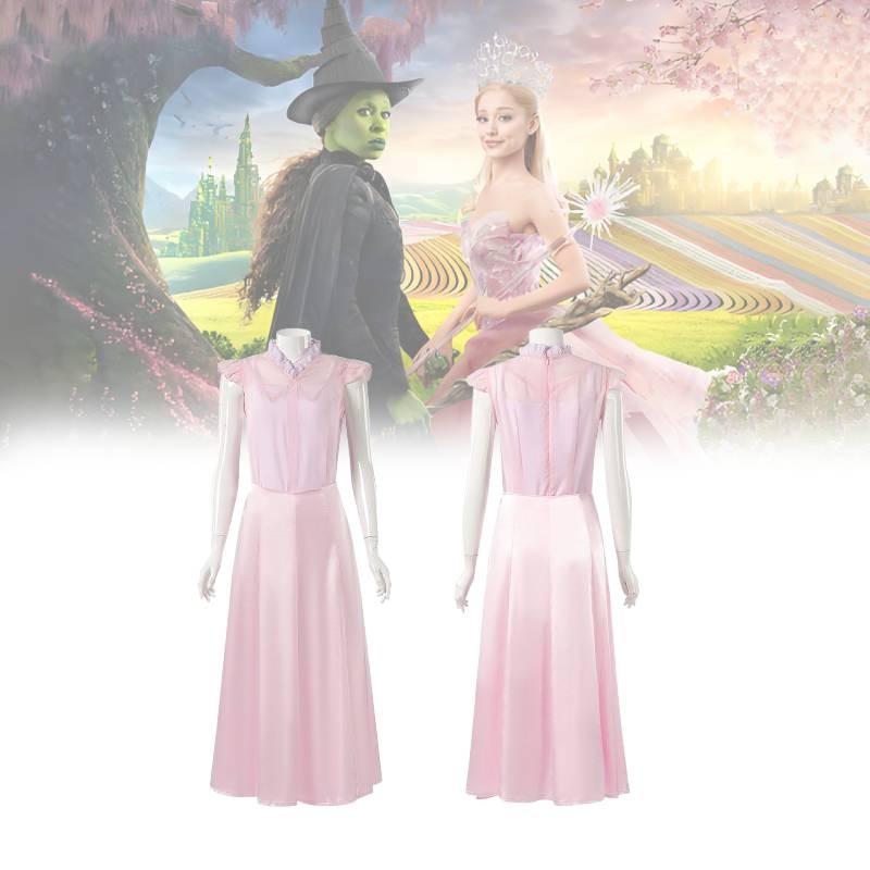 Enchanting Glinda Costume Dress For Women Featuring Vibrant Pink Corset Style Design For Magical Wicked Cosplay