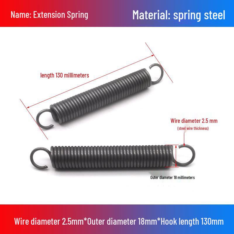 

Жовта пружина натягу з гачками для дверцят духовки: Діаметр дроту 2,5 мм, Зовнішній діаметр 14-22 мм, Довжина 45-350 мм.