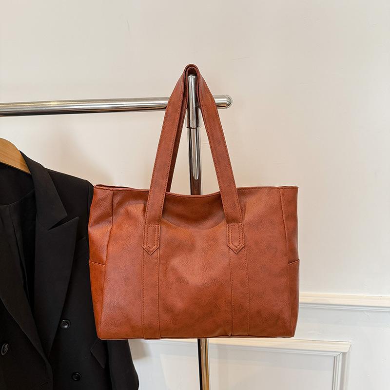 Vintage Ladies Bag Large Capacity Handbag , Vintage Plain Shoulder Bag , Ladies Commuter Casual Handbag 1Pc