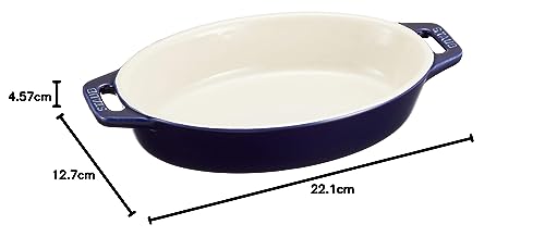 STAUB "Grand Bleu Oval Dish, 17cm" Ceramic Gratin Dish, Oven and Microwave Safe [Official Japanese Product] Dish 40508-598
