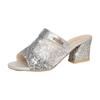 Women's Slippers Summer Sequin Cool Slippers Outer Wear Women's Thick Heel Slippers Ladies Sandals